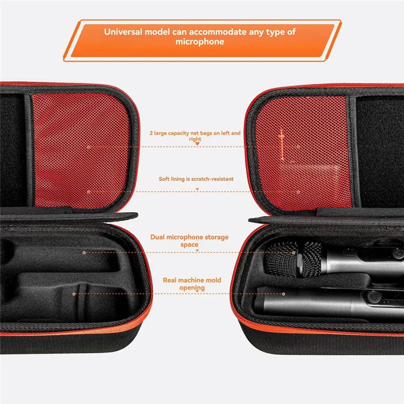 ABJA-Microphone Storage Bag For JBL Partybox Wireless Mic Bluetooth Microphone Box Portable Travel Carrying Case