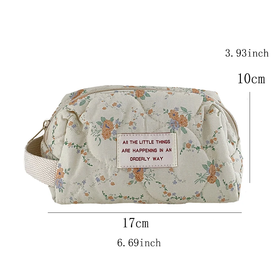 Retro Floral Women\'s Cosmetic Bag Quilted Cotton Ladies Travel Storage Bags Make Up Case Portable Female Clutch Purse Handbags