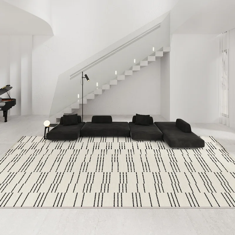 Vintage Black Large Living Room Carpet Non-slip Home Area Mat Sofa Bedside Bedroom Rug Customize American Soft Villa Carpets