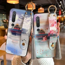 for Xiaomi POCO M3 Pro Mi 14 13 12 11 10T Lite 9T Mix 3 Redmi Note 11T 10 9S Case 3D Emboss Hand Strap Holder Tassel Soft Cover
