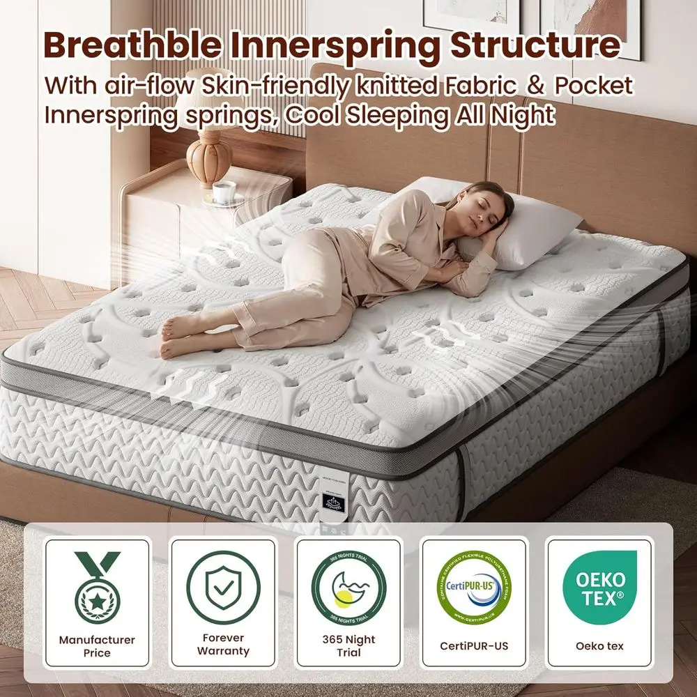Twin Mattr10 Inch, 5-Zone Deep Sleep irm Mattrwith Extra Lumbar & Shoulder Support, Hotel Collection Hybrid Single Mattres Pain