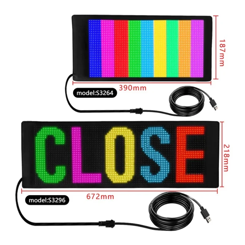 DIY Programmable LED Sign Scrolling Advertising Light Car Window Pattern Animation Display Soft Flexible RGB Matrix Panel Light