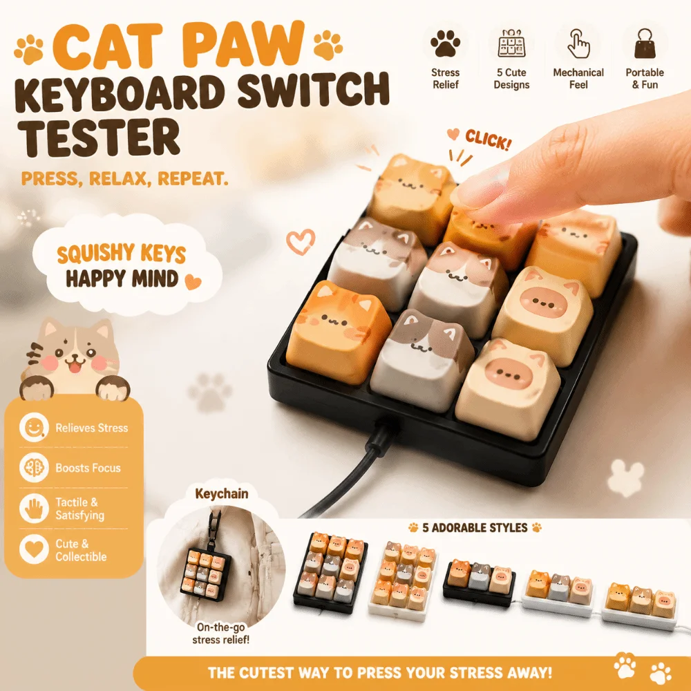 2/3/4/9 Keys Anti-stress Toy Pendant Mechanical Fidget Keychain Keycap Fingertip Press Decompression Keyring Children Adults