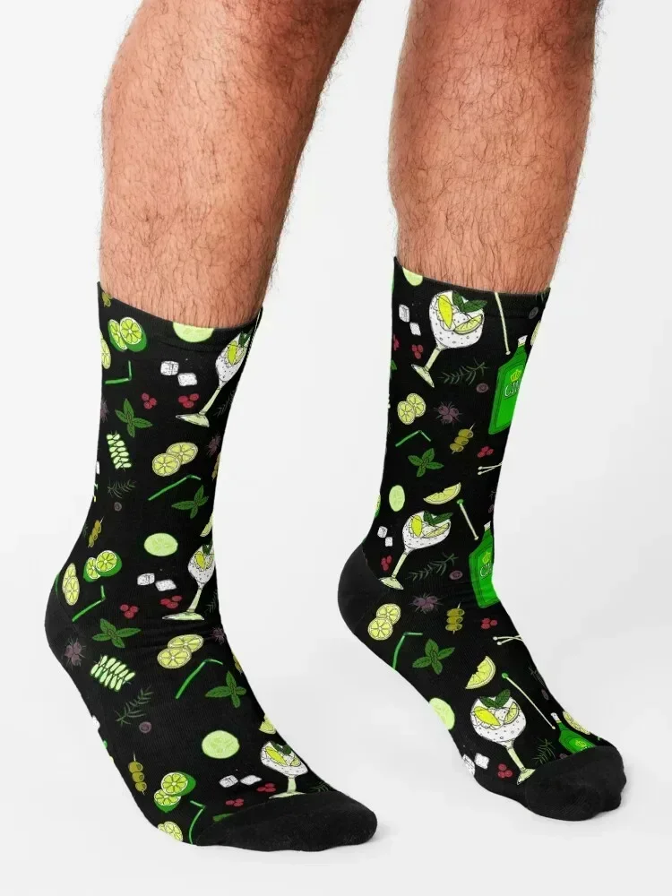 Gin and Tonic Pattern Gin o'Clock Cocktails Socks professional running new in's compression cartoon Boy Socks Women's