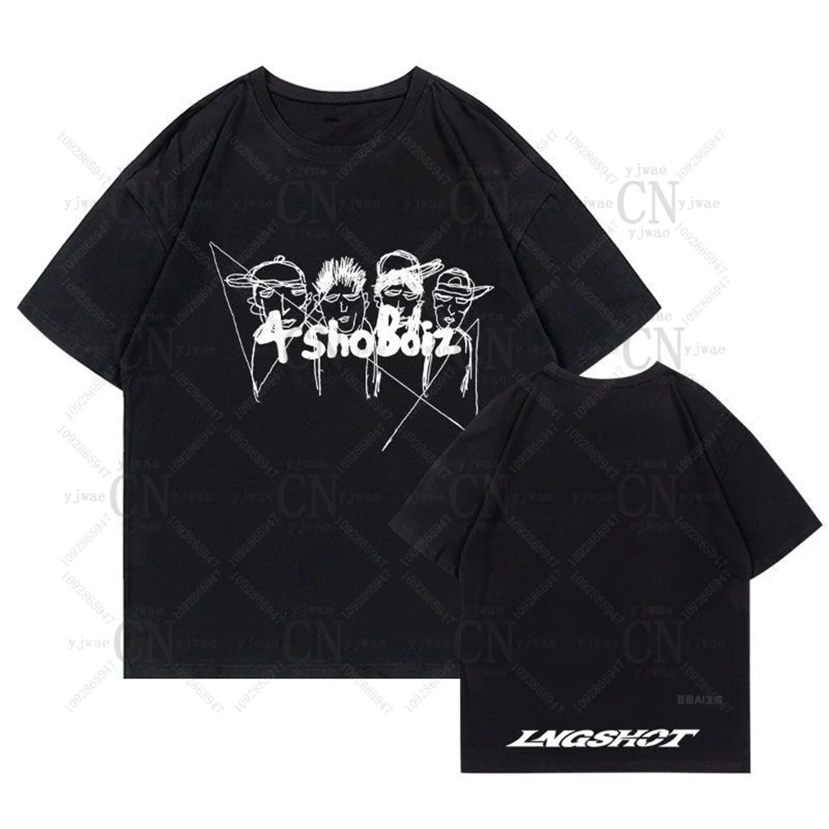 LNGSHOT Member Portrait Graphic T-Shirt Ohyuan Woojin Louis Ryul Kpop Fashion Retro Shirt Summer Men Women Beach T-shirt