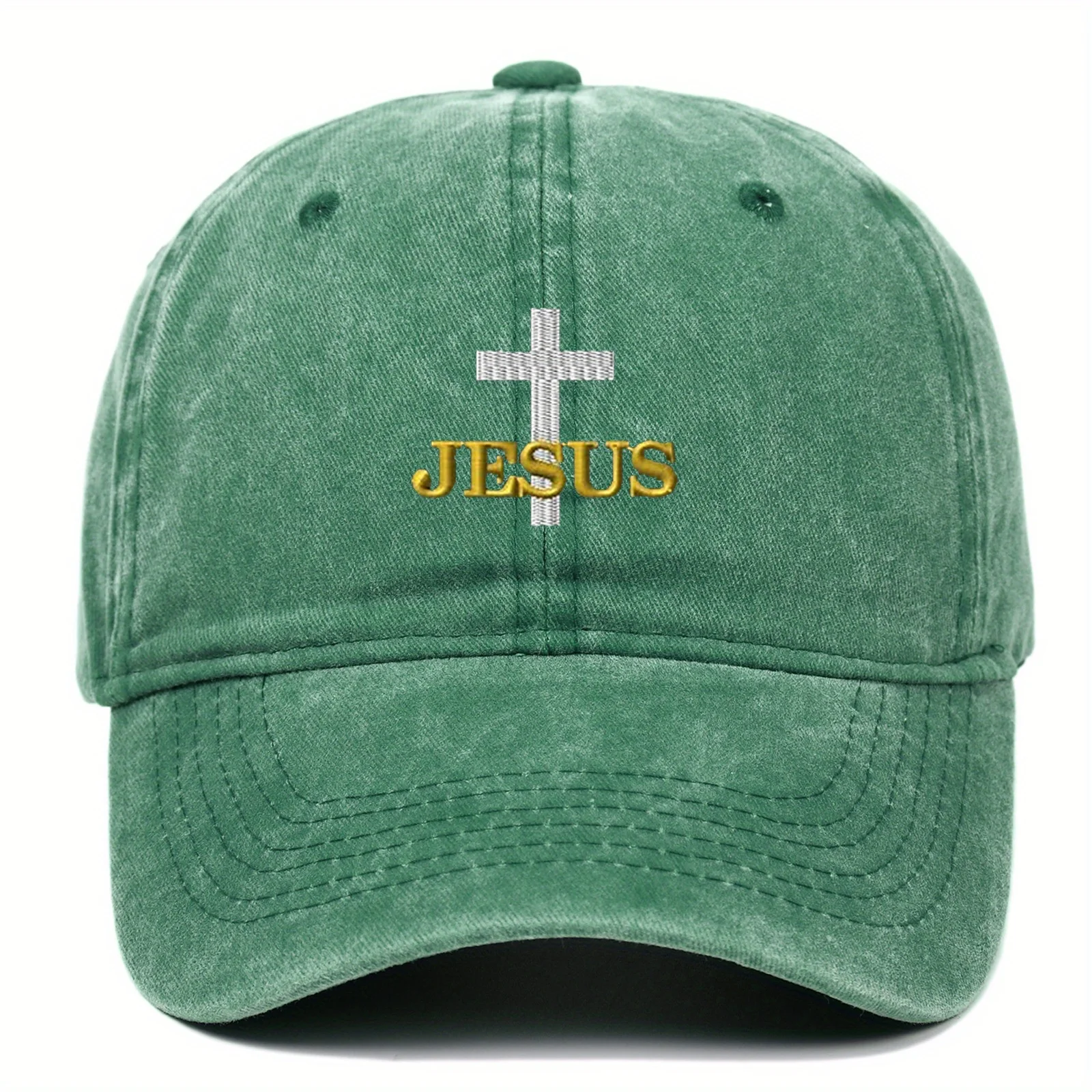 십자가 예수 자수 코튼 야구 모자 유니섹스 빈티지 워싱 소프트 스트레치 통기성 아빠 모자 두려움을 넘어 신앙 종교 스트랩