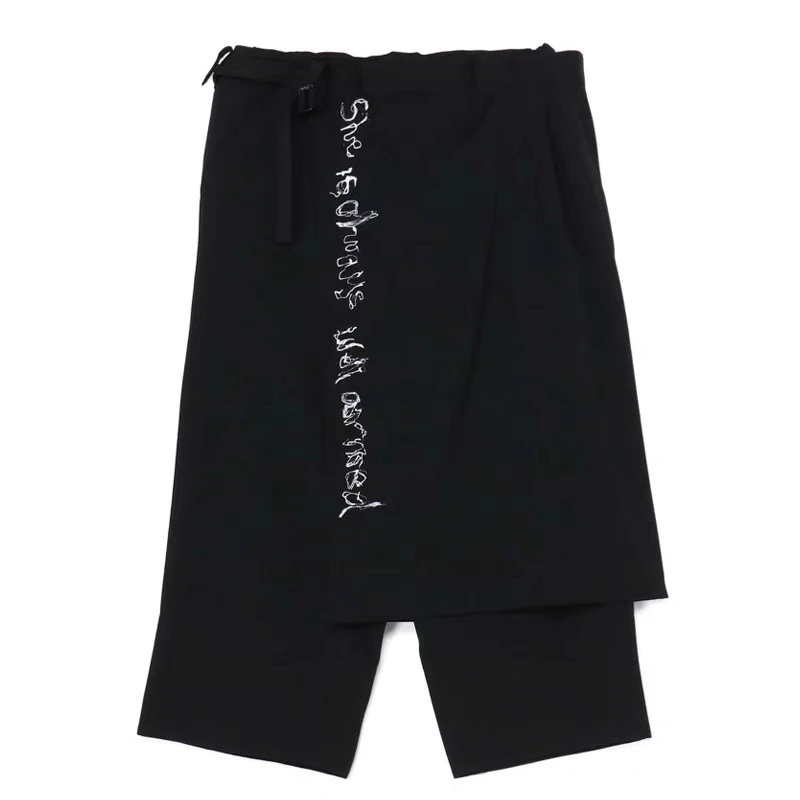 Calça casual estilo Yamamoto para homens e mulheres, calça solta de oito comprimentos, design de moda, avental escuro, nova, 2022