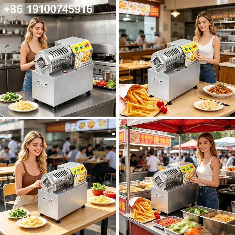 

2026Hot Commercial 900W Electric French Fries Cutting Machine, Multifunctional Strip Cutter for Various Vegetables & Tubers