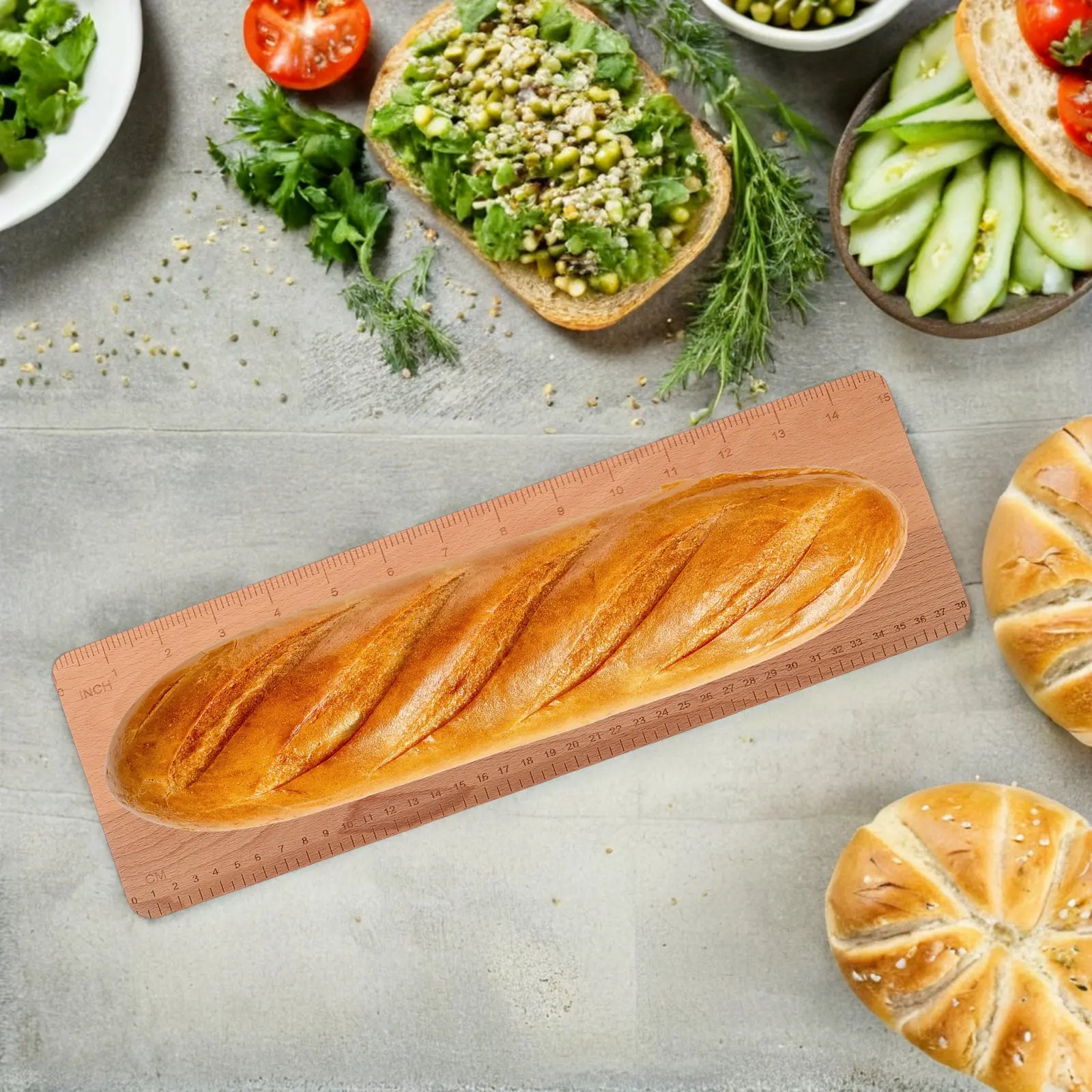 15 Inch Wooden Baguette Flipping Board with Dual Scale Bread Peel for Baking Loaves Precise Dough Positioning Keep Shape during