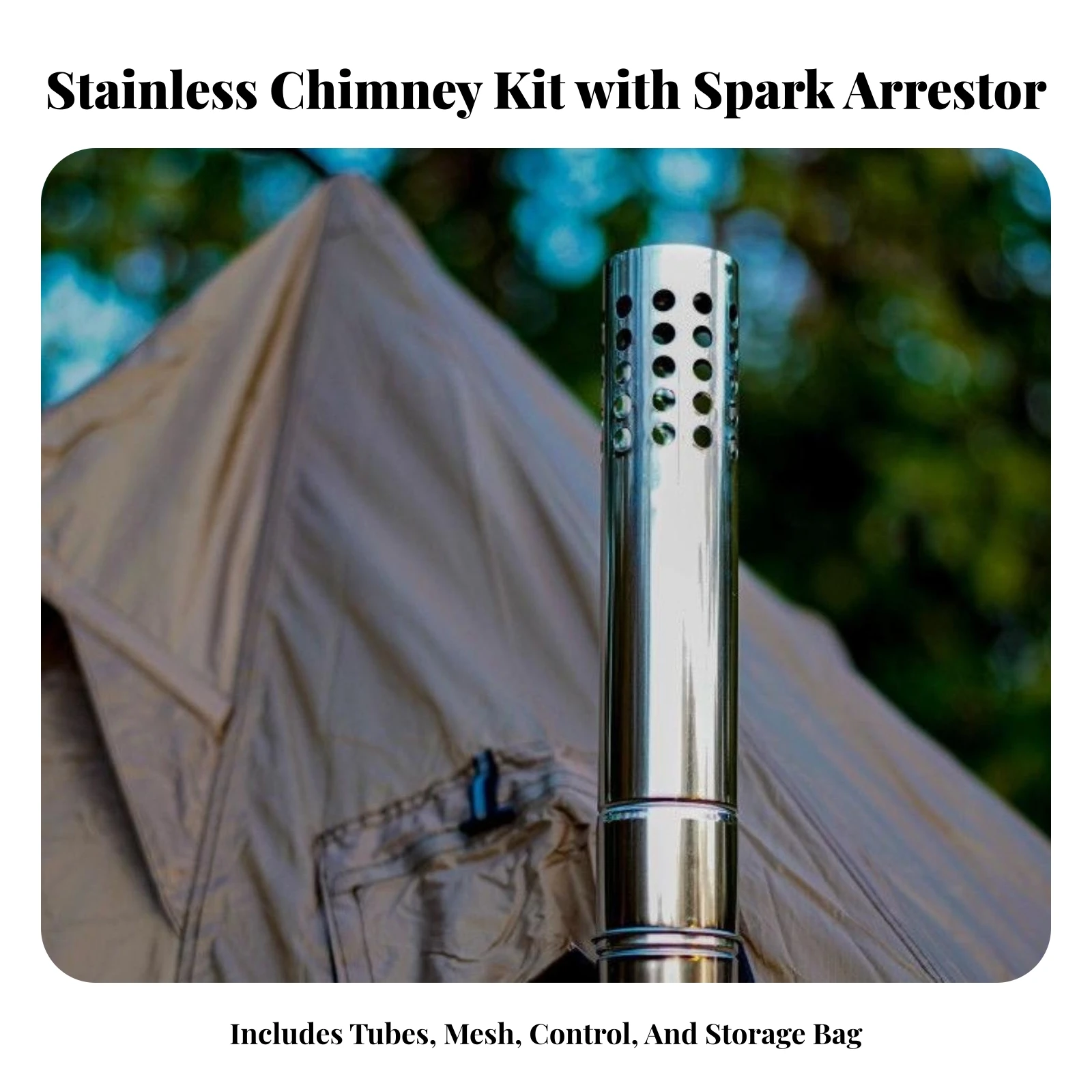 7 Pieces Heater Chimney Pipe Assembly Stainless Steel Chimney Pipe with Spark Arrestor Portable Heat Resistant for Campers