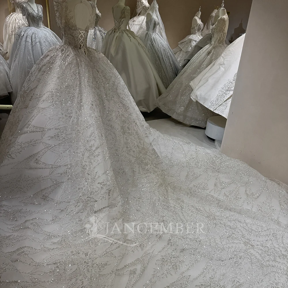 New Arrival Customized Organza O-Neck Ball Gown Bridal Dress With Beading Short Sleeves Wedding Gowns vestidos de novia boda