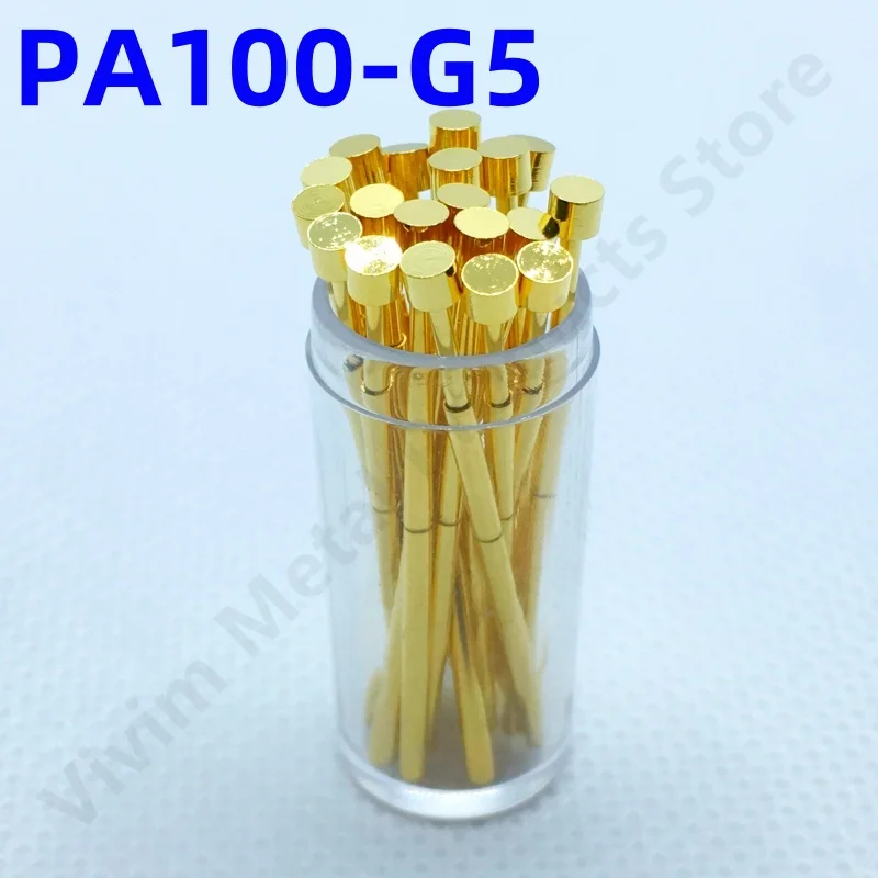 100PCS PA100-G5 Spring Test Probe PA100-G Test Pin P100-G P100-G5 Test Tool 33.35mm 1.36mm Needle Gold Tip Dia 2.5mm Pogo Pin