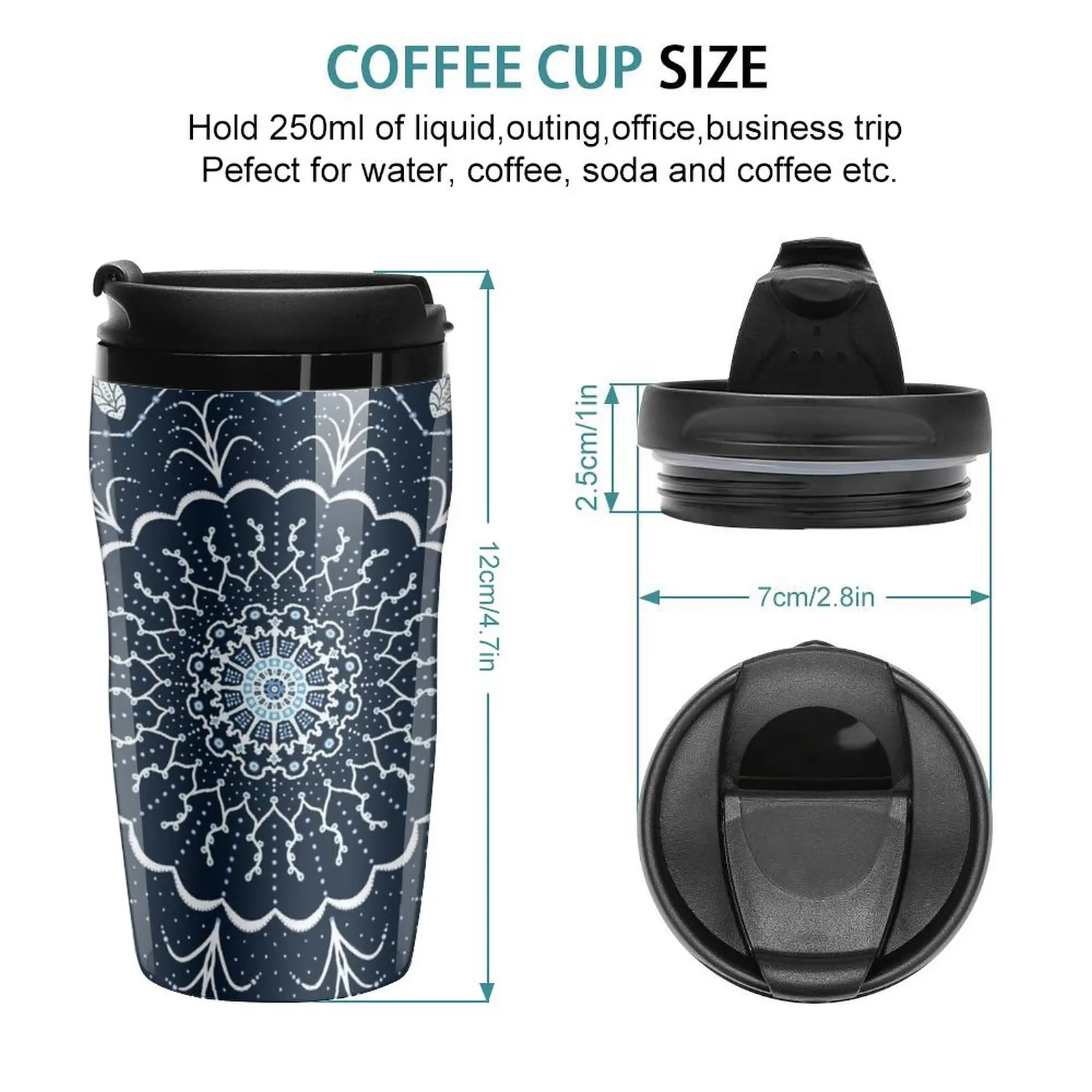 New Black White Blue Mandala Travel Coffee Mug Custom Mug Sets Of Te And Coffee Cups Cup Coffe Coffee Mugs Creative