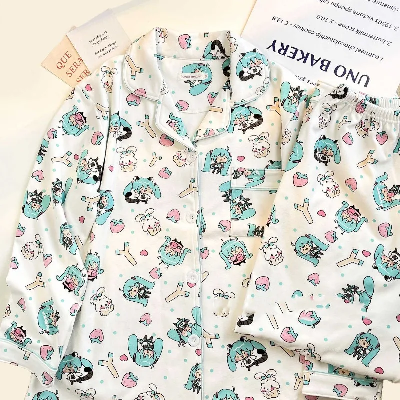 

Хацунэ Мику, милая весенне-осенняя новая стильная милая и модная длинная качественная домашняя одежда для студенческого общежития