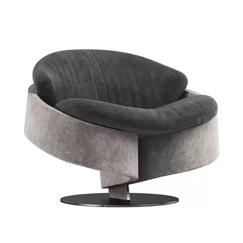 

Italian light luxury design negotiation chair stainless steel round modern sofa simple creative single leisure