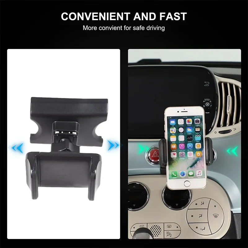 For Fiat 500 Abarth 595 2016-2024 ABS Central Control Mobile Phone Holder GPS Wireless Charging Navigation Holder