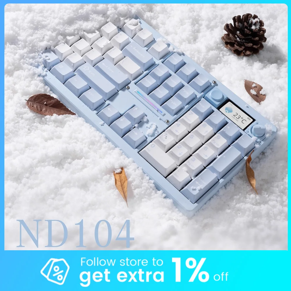 

NDNH ND104 Wireless Mechanical Keyboard Tri Mode Keyboard Aluminium Alloy Hot Swap Keyboard With Screen PC Accessory Win/Mac