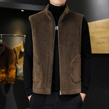 Winter Lamb Wool Vests Men Warm Coat Fashion Casual Thick Stand Collar Sleeveless Jacket Can Be Worn On Both Sides Waistcoat Man 4 Winter Lamb Wool Vests Men Warm Coat Fashion Casual Thick Stand Collar Sleeveless Jacket Can Be Worn On Both Sides Waistcoat Man 4