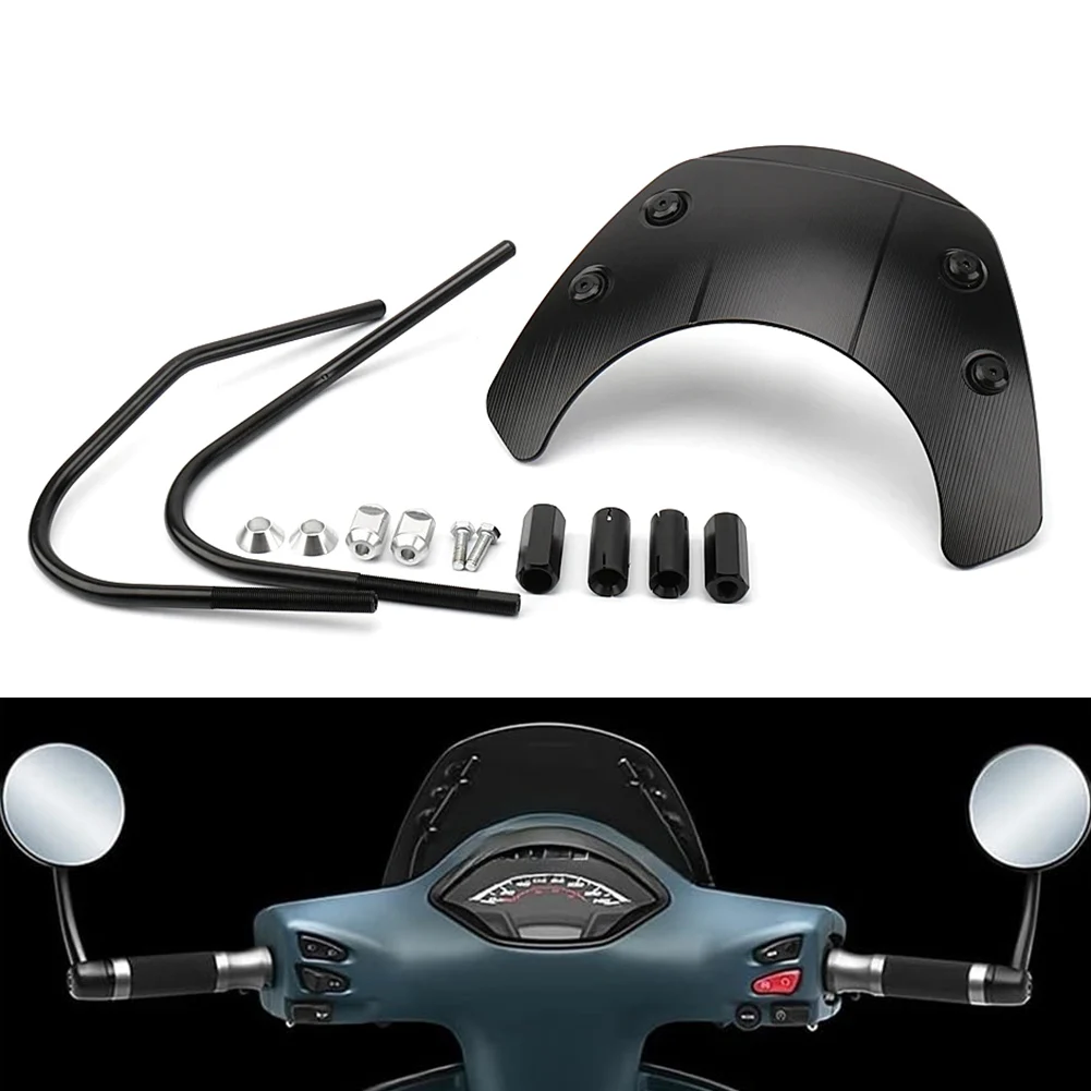 Motor Front Headlight Cover Fairing Windshield with Bracket Black For Vespa GTS 300 / Super 2018-2022