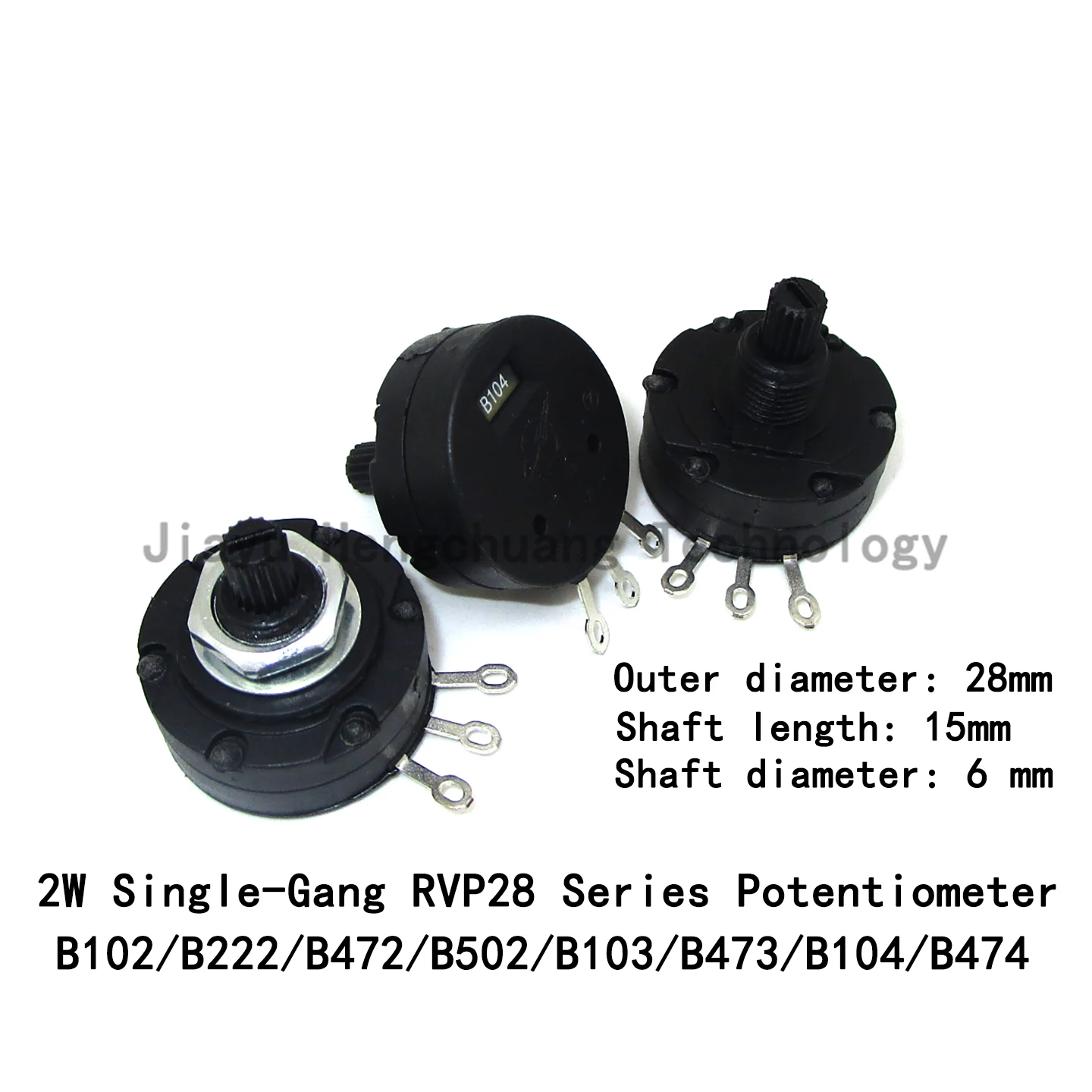 5PCS 2W Molded Insulated Shaft Electric Welding Machine Potentiometer RVP28-B102 B222B4721K2K5K10K100K Single-Gang