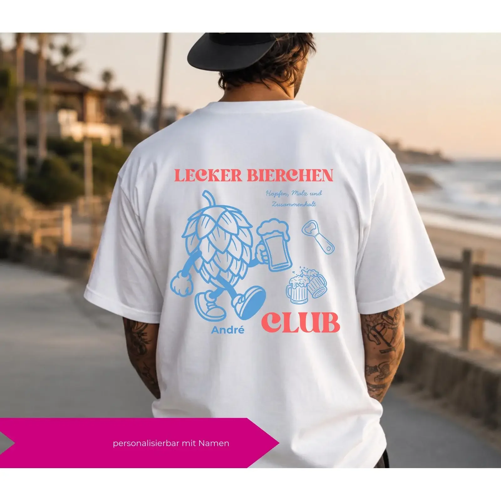 Lecker Bierchen Club Personalized Beer T Shirt Custom Name Hop Stag Party Group Father's Day  vintage Washed graphic homme