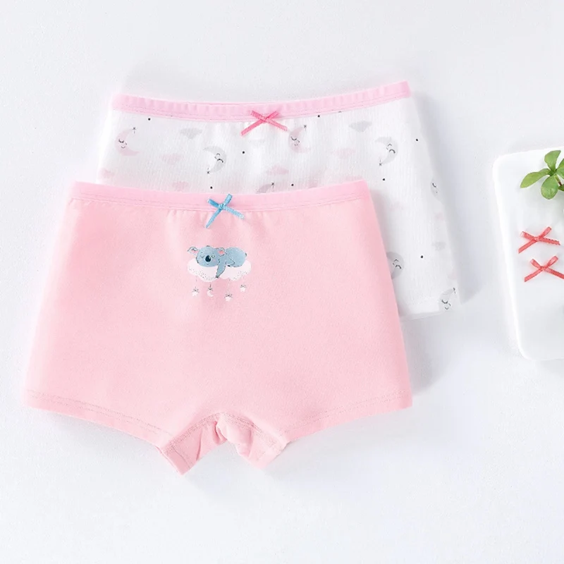 

2Pcs Cotton Children Panties Girls Boxer Briefs Pink Cute Cartoon Kids Underwear Panty Antibacterial Breathable Girls Undies