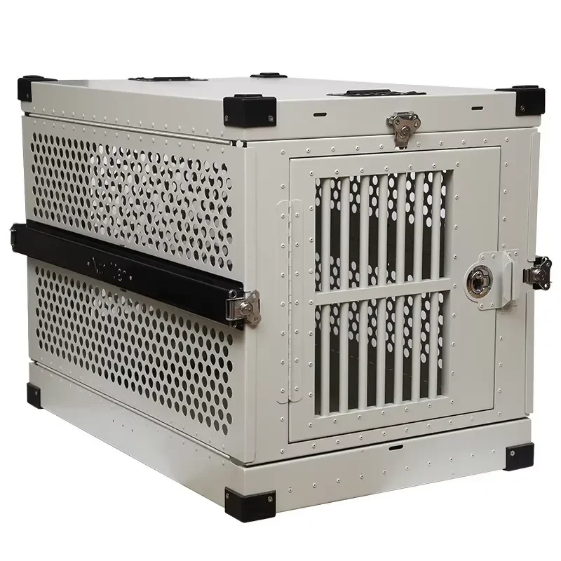 Foldable Aviation-Grade Aluminum Alloy Heavy-Duty Thickened Pet Crate for Air Travel & International Dog Show