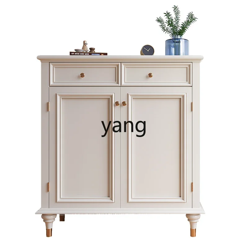 LTT entrance three-door shoe cabinet solid wood household large-capacity multi-layer double door dust-proof