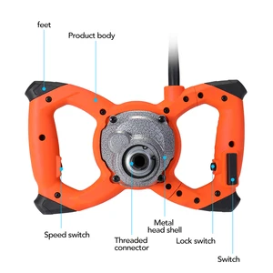 Kkmoon-non-ministry portable industrial, paint, cement, plaster, mortar, coating, pasta, powder, mixing machine, 6 gear speed, 2300w 8 Main Sales Mixer Mixer - №4