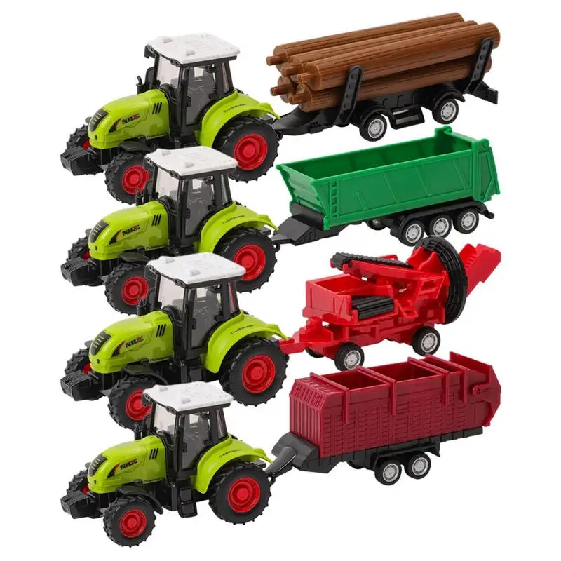 Simulation Tractor Push And Go Car Toys Die Cast Pull Back Engineering Toy Model Educational Friction Powered Vehicles For Kids