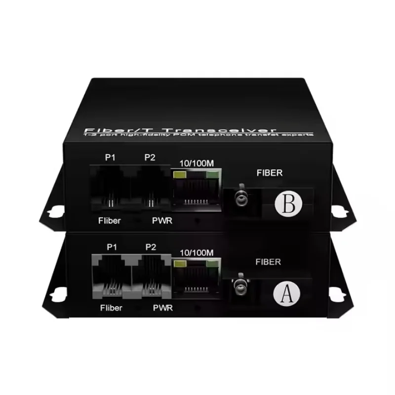 RJ11 Telephone over Fiber Optic Media Converter PCM Voice to Fibre Optic Transceiver with 100M RJ45 Port