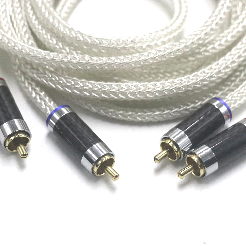 

16-жильный утолщенный кабель из чистого серебра, соединительный кабель RCA, аудиофильский для усилителя, проигрывателя компакт-дисков