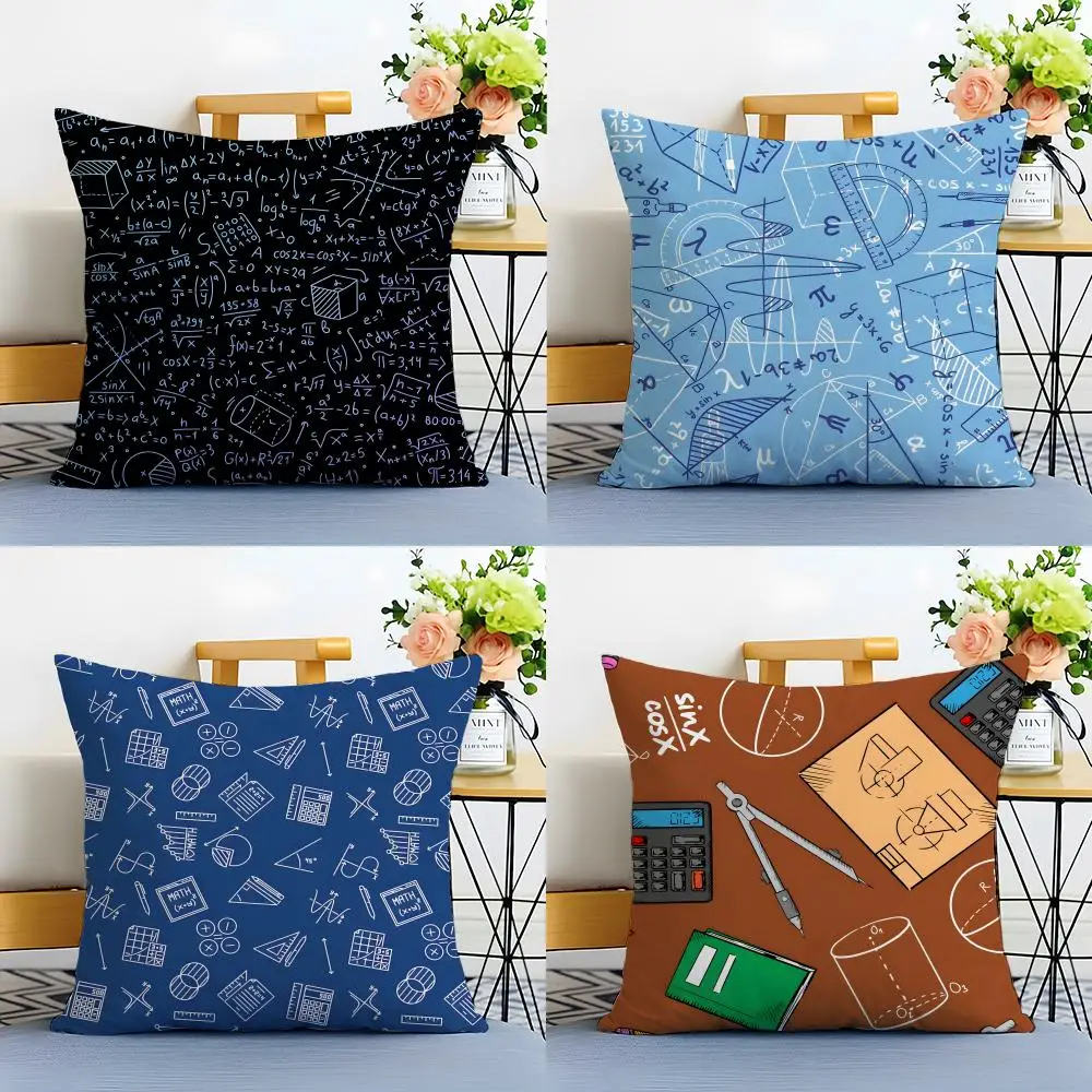 Fashion Logical Art Mathematics Cushion Cover Washable Linen Pillowcase Soft  for Sofa Bed Cozy Home Room Decor