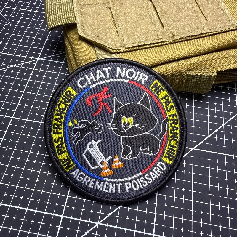 Emblema Tático Engraçado de Gato Preto com Velcro, Patches Militares para Mochilas, Capacetes e Coletes Táticos