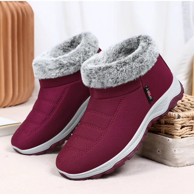 Women's Winter New Short Boots Anti-Slip Soft Sole Warm Mommy Boots Thick Bottom Ladies Pull-On Warm Boots