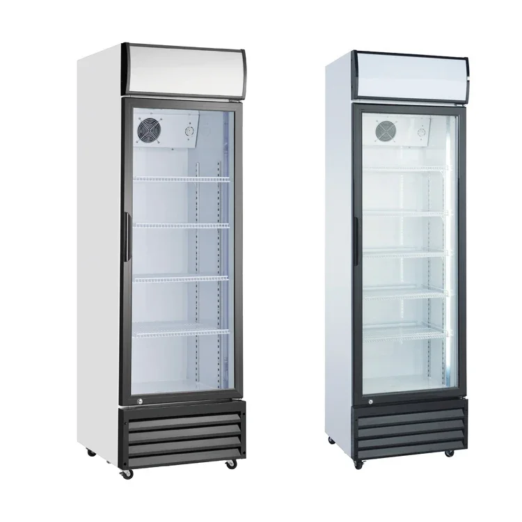 

360L single-door Beverage convenience store display cabinet air-cooled beer cabinet black freezer fresh-keeping 110V