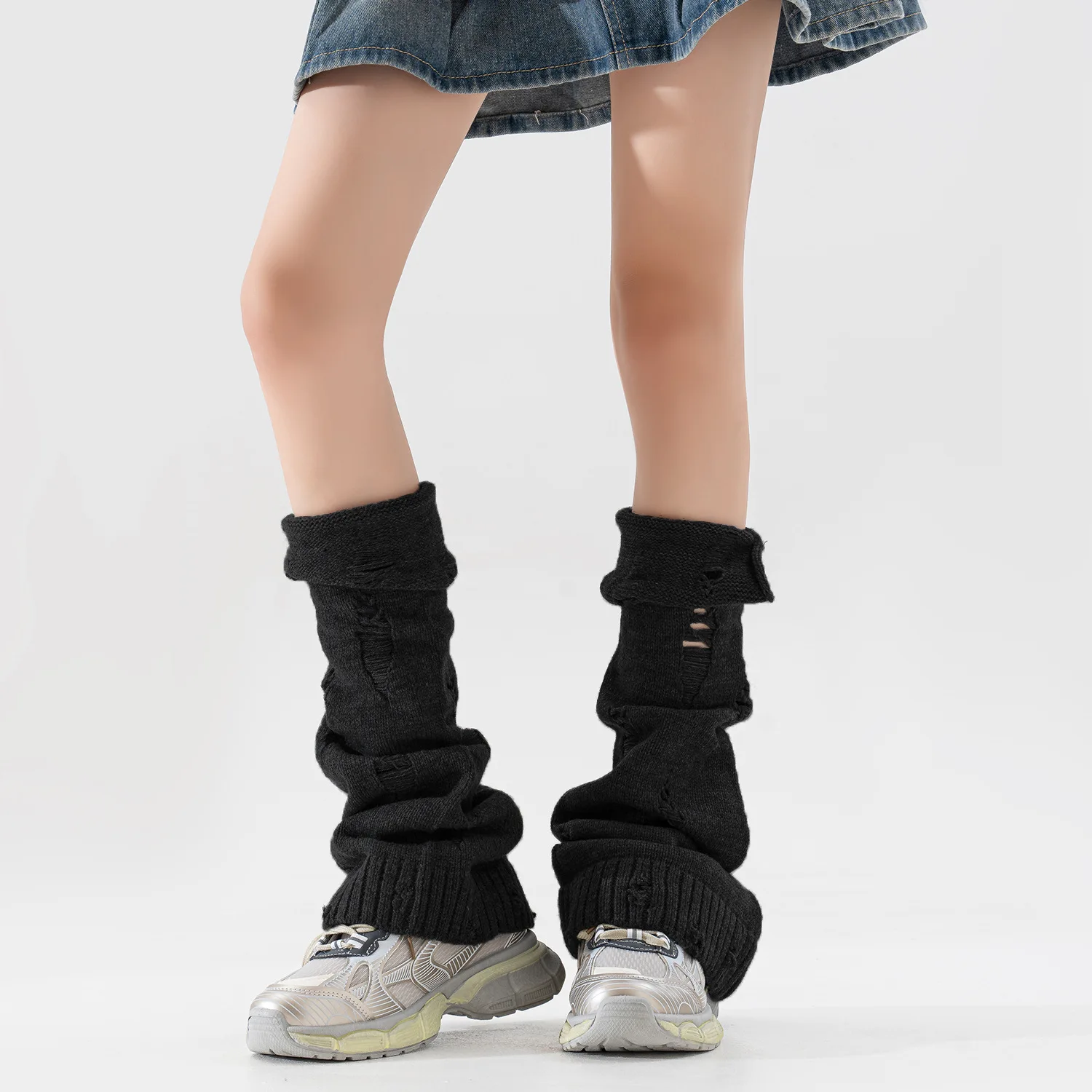 Nuevos productos de otoño e invierno, calcetines Millennium Hot Girl Y2k, personalidad Retro, estilo universitario, cubierta de pierna ancha con bridas