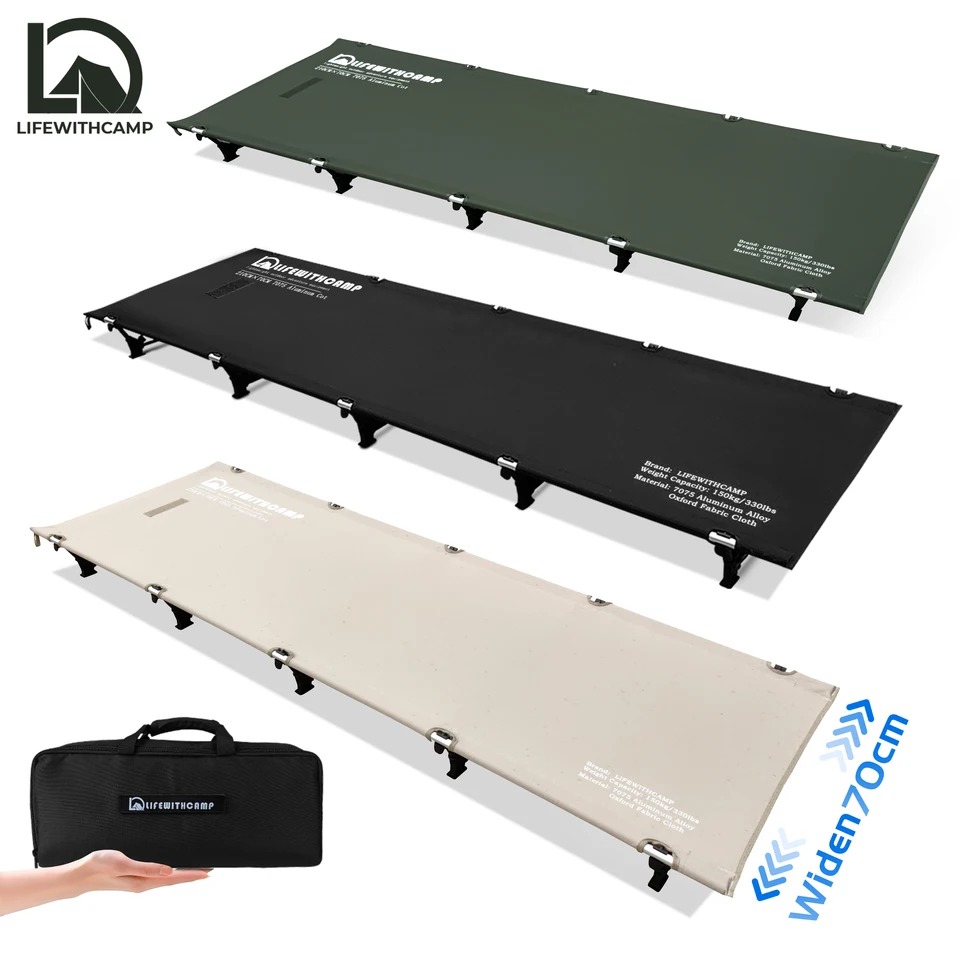 70cm 폭 캠핑 침대 휴대용 접이식 침대 야외 초경량 컴팩트 텐트 침대 캠핑 백패킹 하이킹용 침대