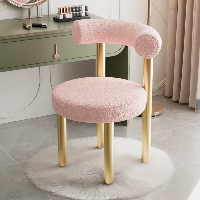 

Makeup Chairs Home Dining Chair Modern Simple Vanity Chair Girly Heart Bedroom Dressing Stool Living Room Chairs Iron Furniture