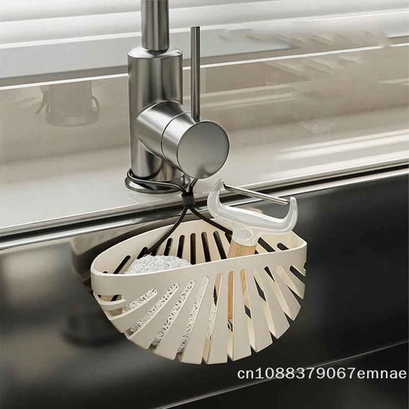 

[ZYAS]Silicone Sponge Soap Holder Drainer Rack Sink Organizer Easy Install For Kitchen Bathroom Restaurant Hotel Washroom Use