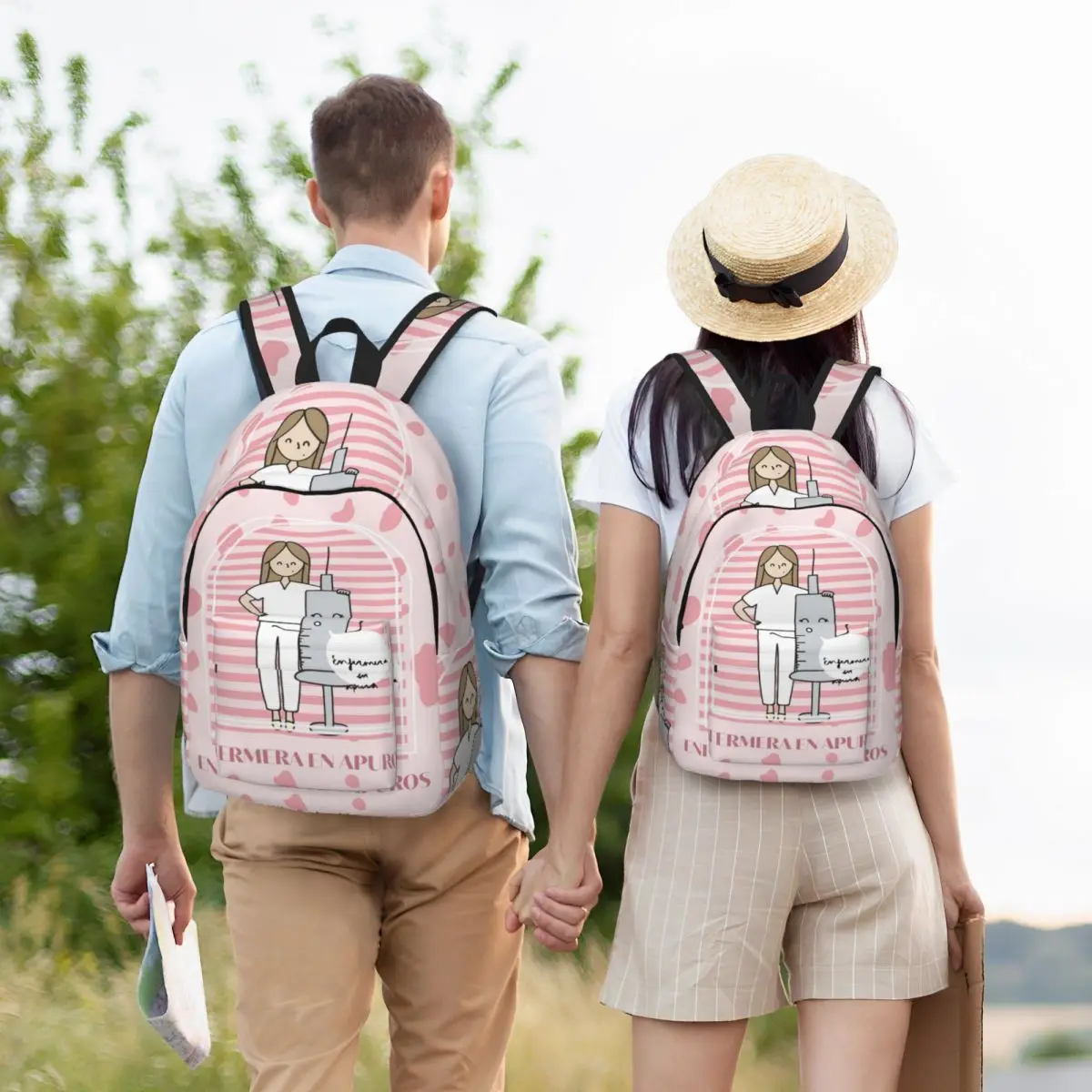 Mochila Clássica com Bolso para Homens e Mulheres, Bolsa de Ombro, Apta para Médico e Enfermeira, Estudante, Caminhada, Viagem, Laptop, Computador