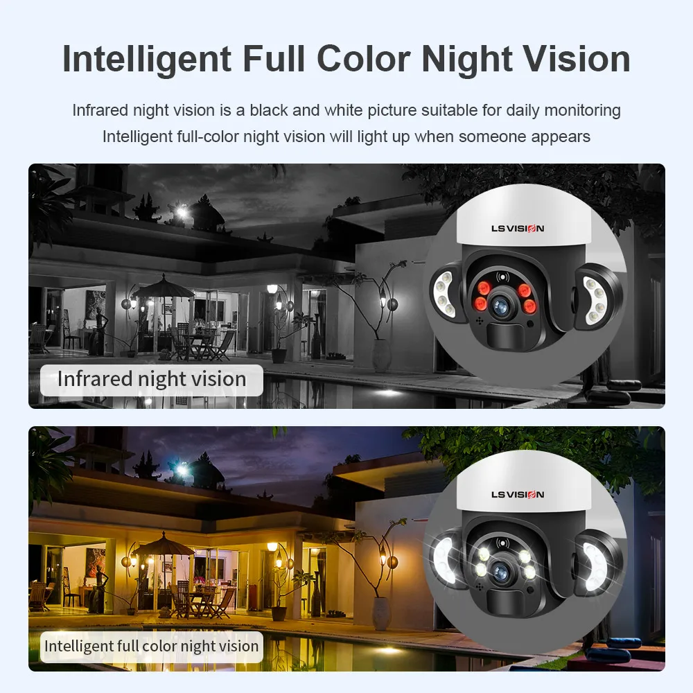 LS VISION Solar Panel Powered 4g Camera Outdoor Wireless Wifi Survalance Video Cameras 360 ° ptz Waterproof External Garden