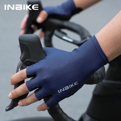 INBIKE 남녀공용 반손가락 사이클링 장갑, MTB 장갑, 충격 흡수, 산악 자전거, 스포츠 장갑, 사이클링 액세서리, 여름 