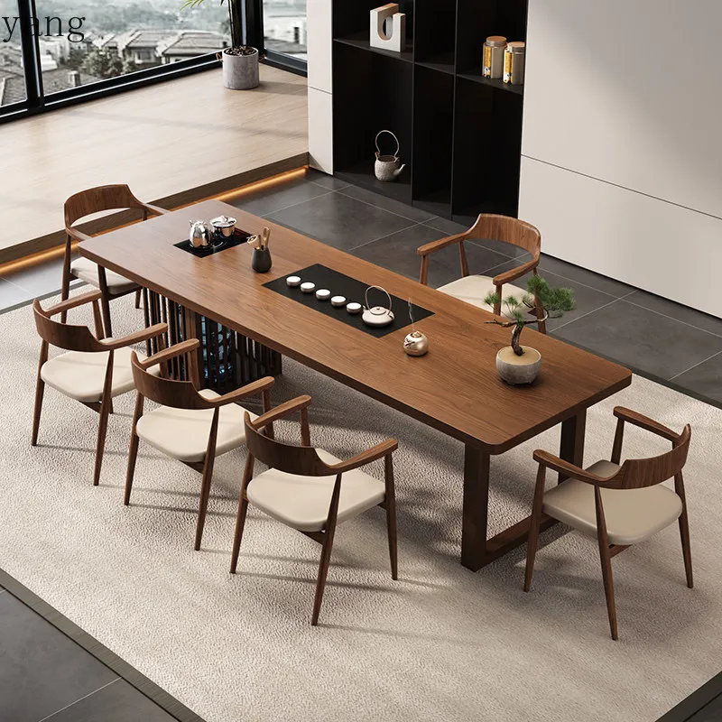 LHM  new Chinese tea table, solid wood tea table and chair combination Zen simple living room for home use
