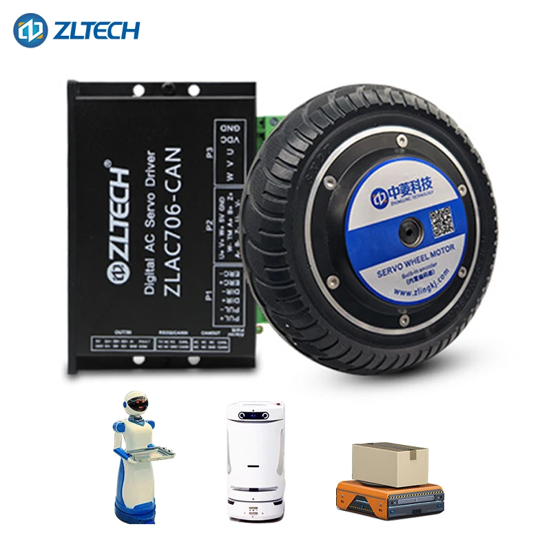 8 Inch 600RPM Low Speed Wheel Hub Motor Kit with Encoder Robotics Innovation Hub 48V Robot Motor for Robot Vacuum Cleaner