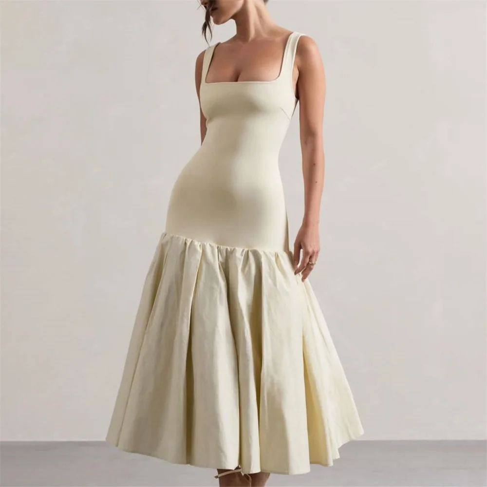 

ROYET Spaghetti Strap Sleeveless Summer Simple Style Evening Dress Tea Length Formal Elegant Prom Gown Customized New 2025