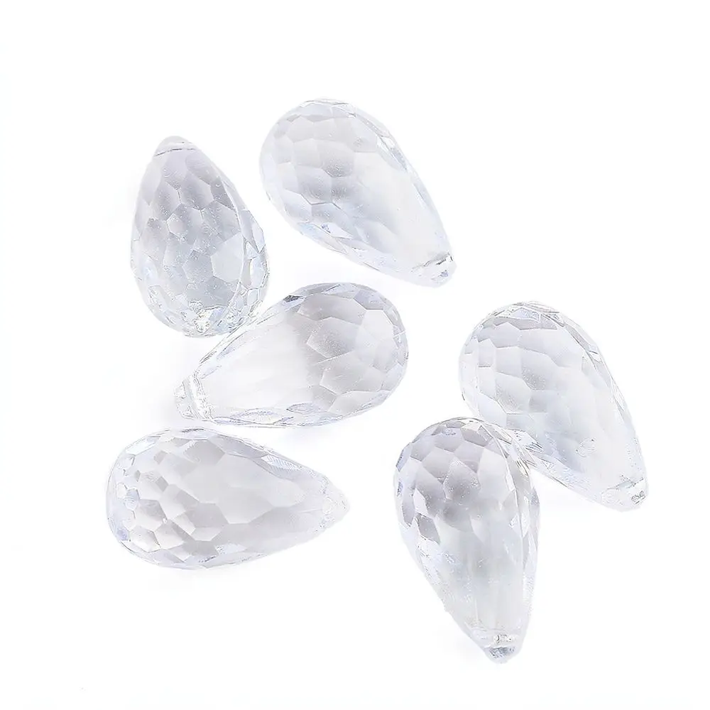 Clear Acrylic Faceted Teardrop Beads Chandelier Crystal Pendants For Event Decoration Indoor Lighting Accessories Parts