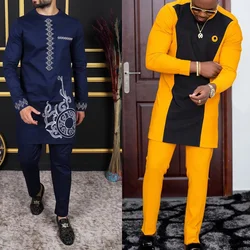 Kaftan Nigeria African Men Traditional Outfit Set High Quality Print Fabric Big Size Shirt And Pant Luxury Clothing 2 Piece Suit