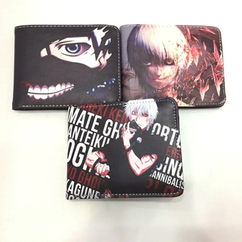 Anime Tokyo Ghoul Short Folding Wallet Multi-Card Snap Button Male and Female Student Wallet Coin Purse Birthday Gift