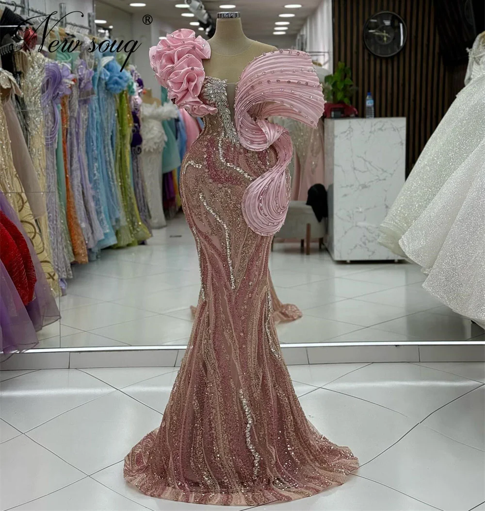 

Розовые коктейльные платья русалки с бисером Vestidos De Noche с оборками на плечах, женское вечернее платье, свадебные платья для выпускного вечера по индивидуальному заказу